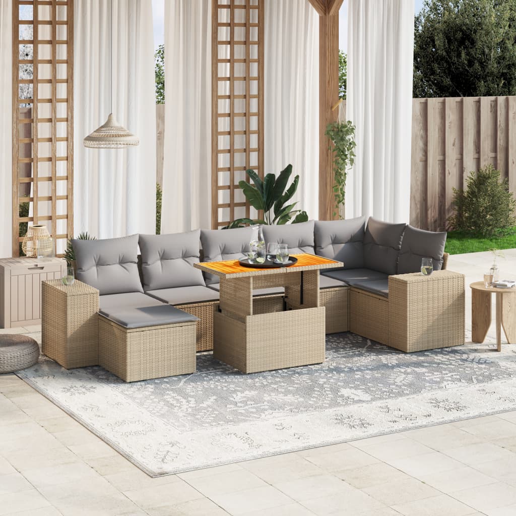 8-dijelni set vrtnih sofa od poliratana s jastucima sivi