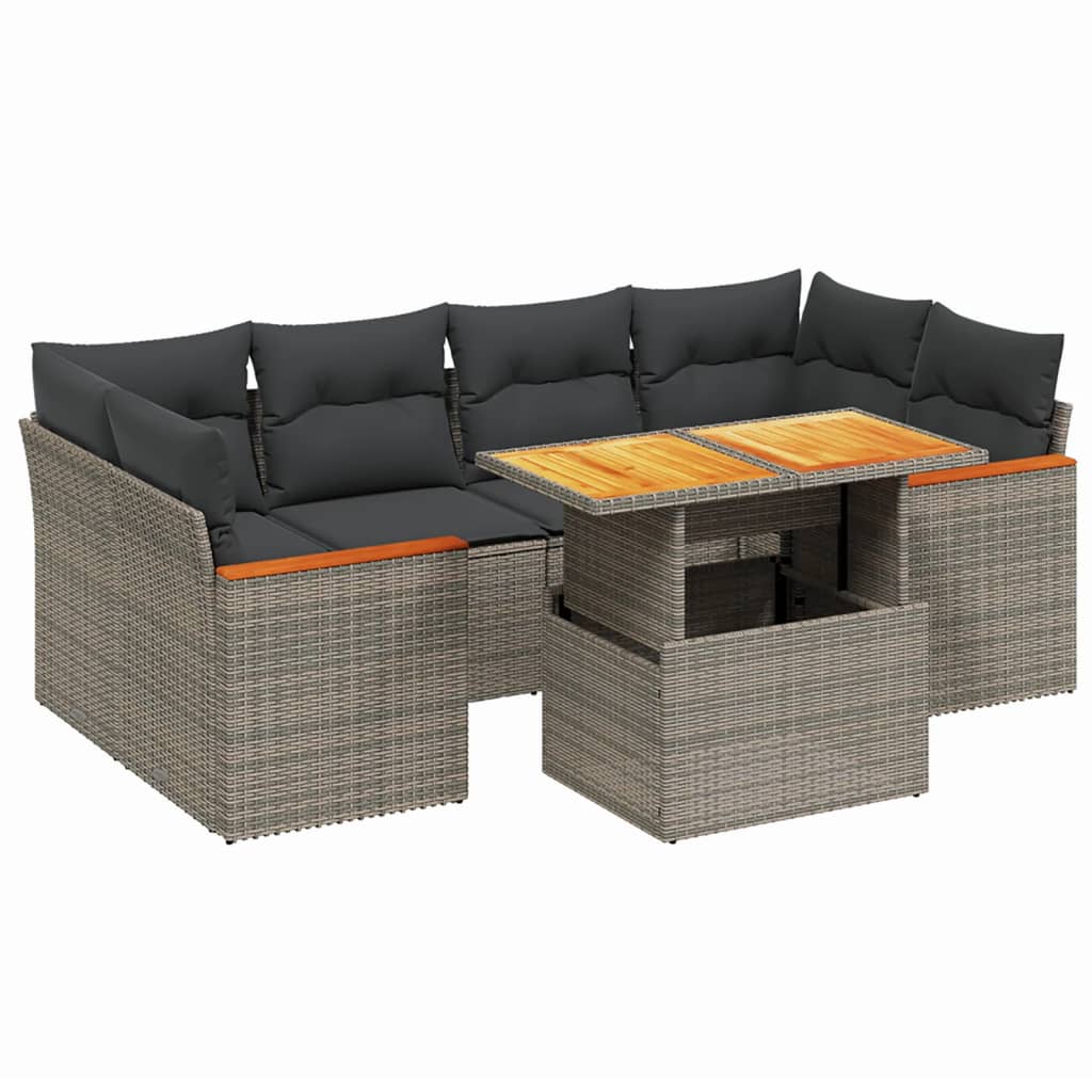 7-dijelni set vrtnih sofa sivi od poliratana