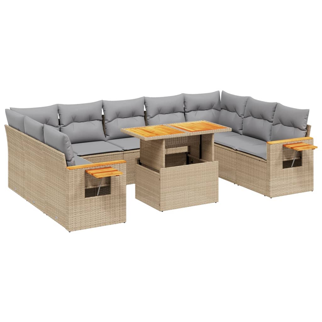 11-dijelni set vrtnih sofa od poliratana s jastucima bež