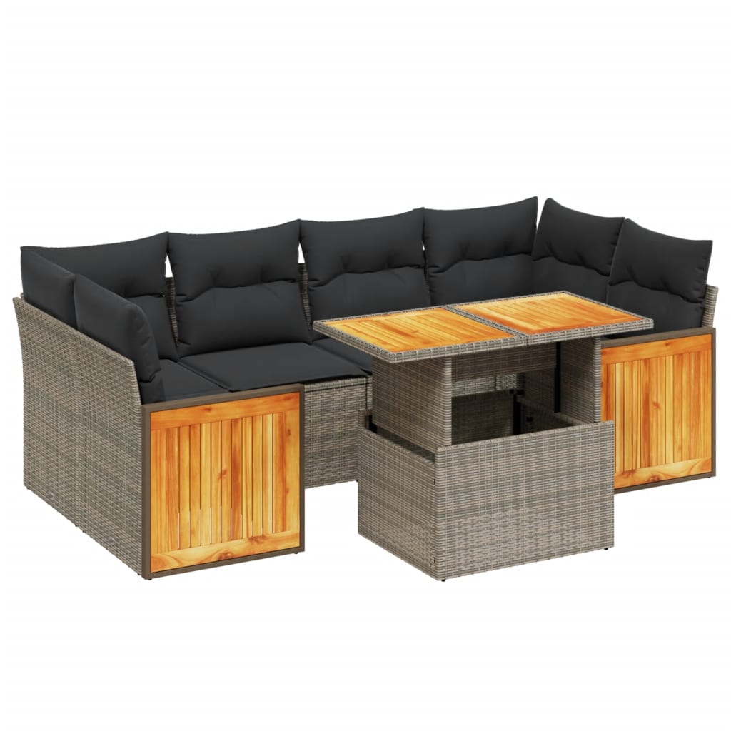 7-dijelni set vrtnih sofa sivi od poliratana