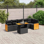 7-dijelni set vrtnih sofa od poliratana s jastucima crni