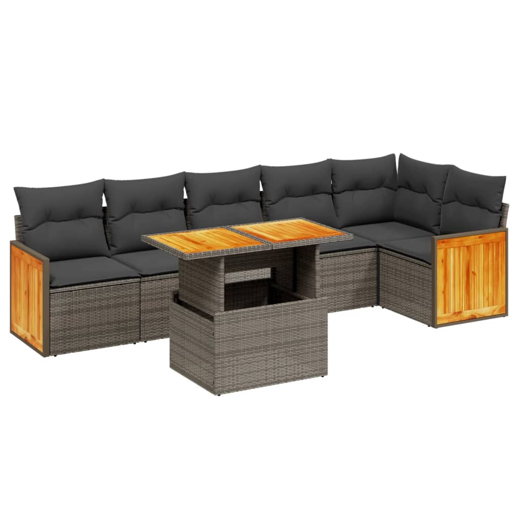 7-dijelni set vrtnih sofa sivi od poliratana
