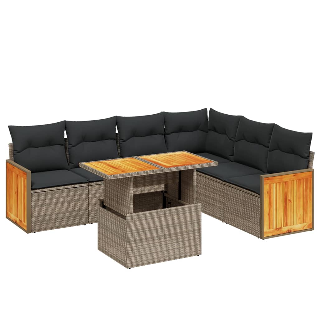 7-dijelni set vrtnih sofa sivi od poliratana