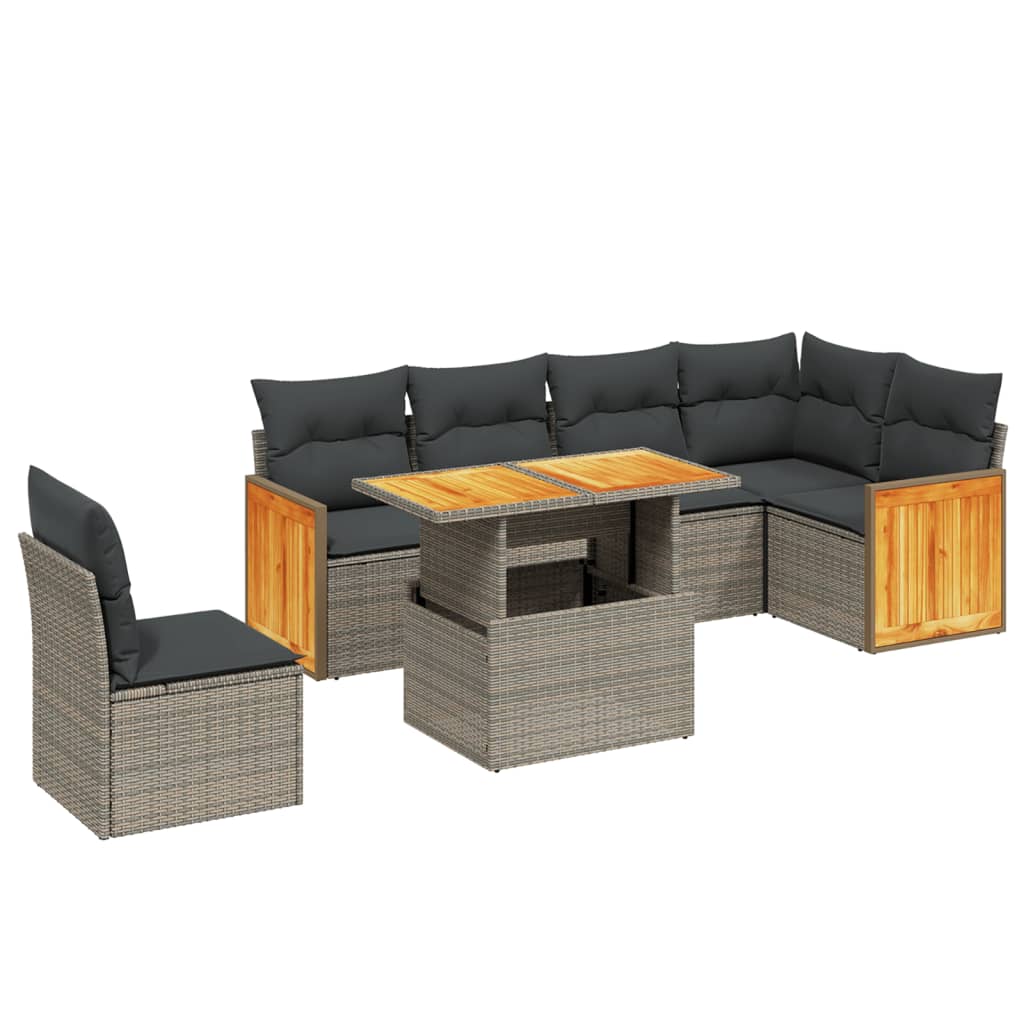 7-dijelni set vrtnih sofa sivi od poliratana