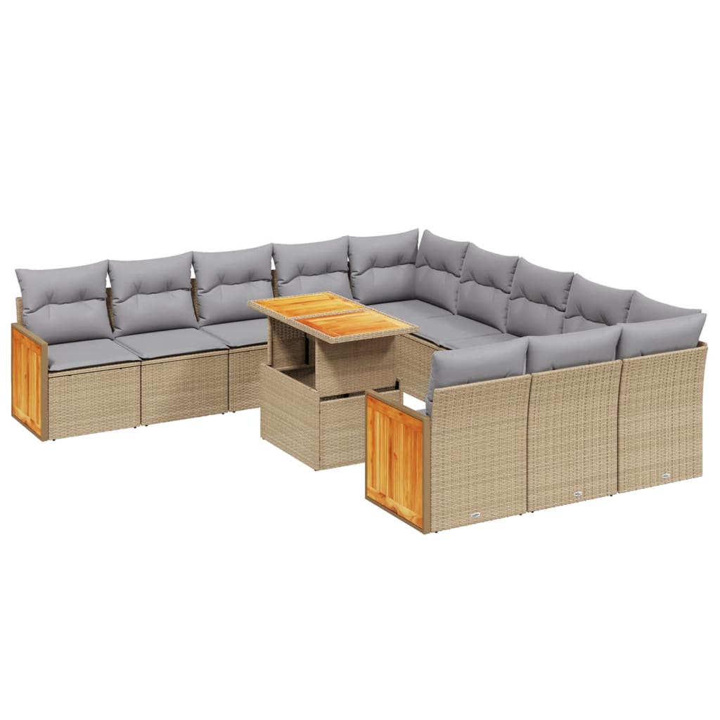 11-dijelni set vrtnih sofa od poliratana s jastucima bež