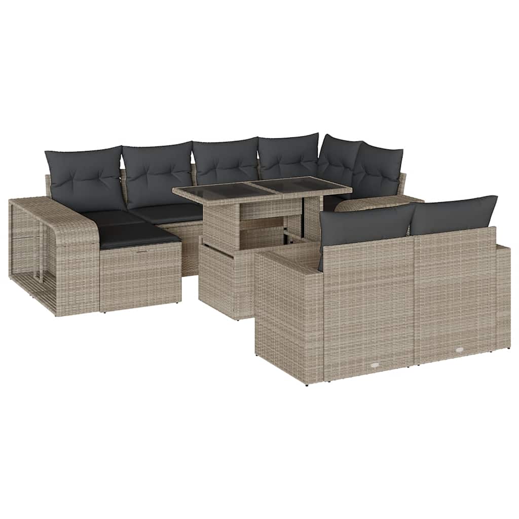 11-dijelni set vrtnih sofa poliratan s jastucima svijetlosivi