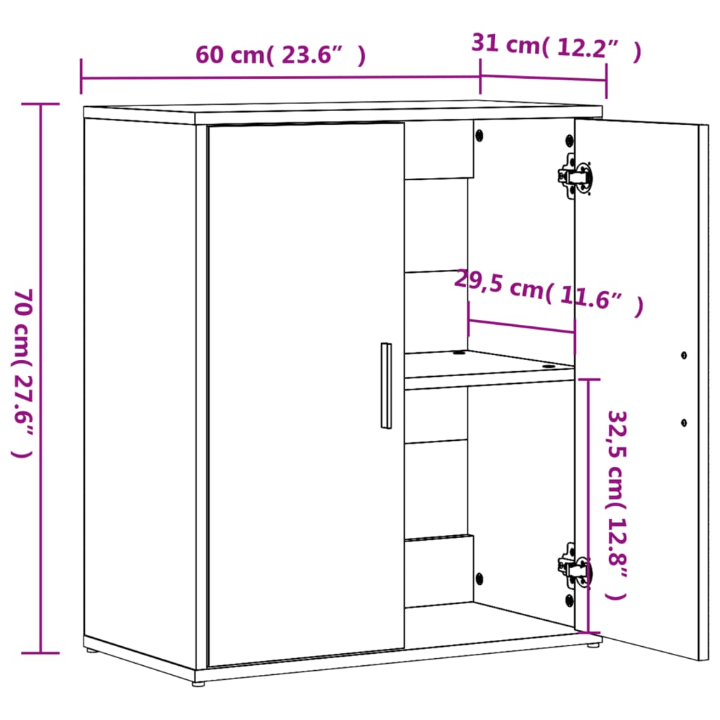 Komoda 2 kom sonoma hrast 60 x 31 x 70 cm od konstruiranog drva