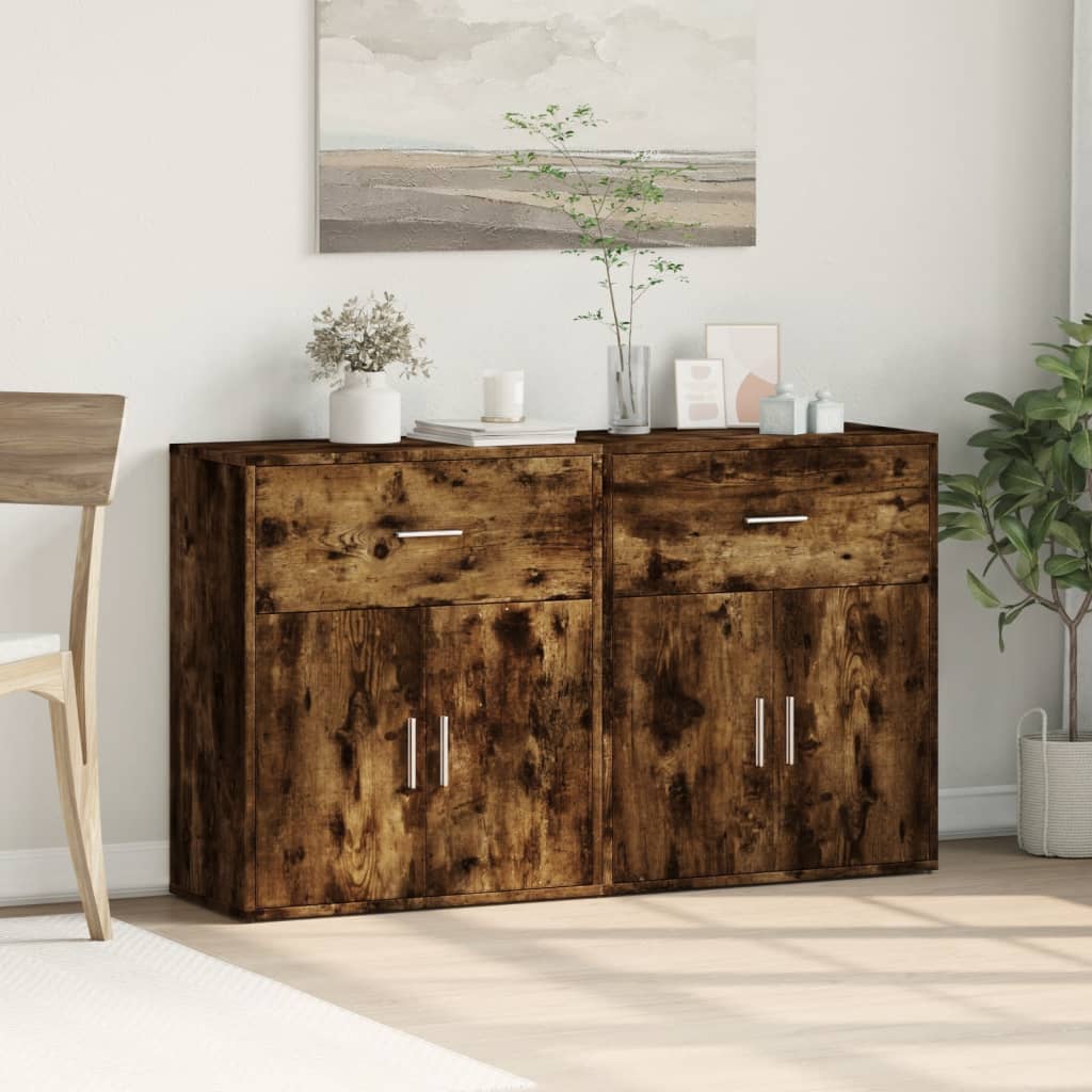 Komoda 2 kom dimljeni hrast 60x31x70 cm od konstruiranog drva