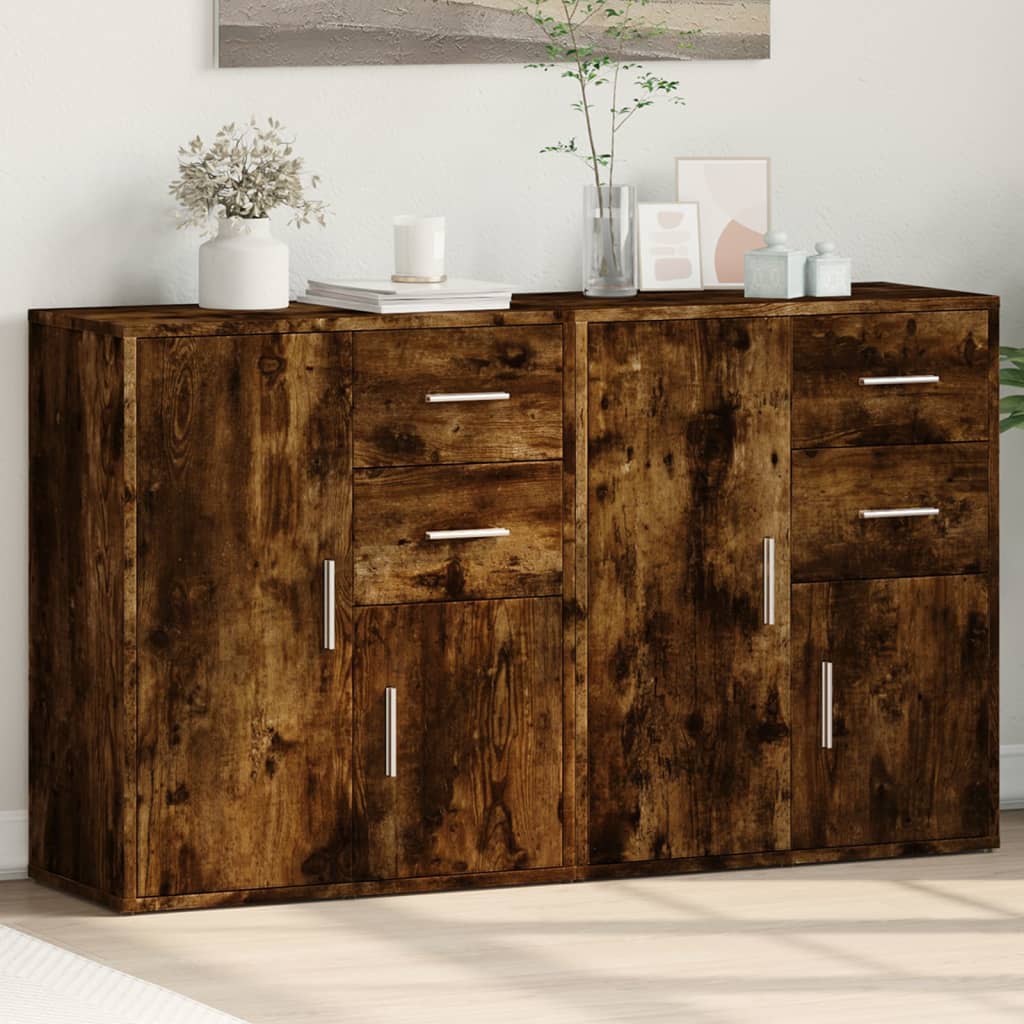 Komoda 2 kom dimljeni hrast 60x31x70 cm od konstruiranog drva