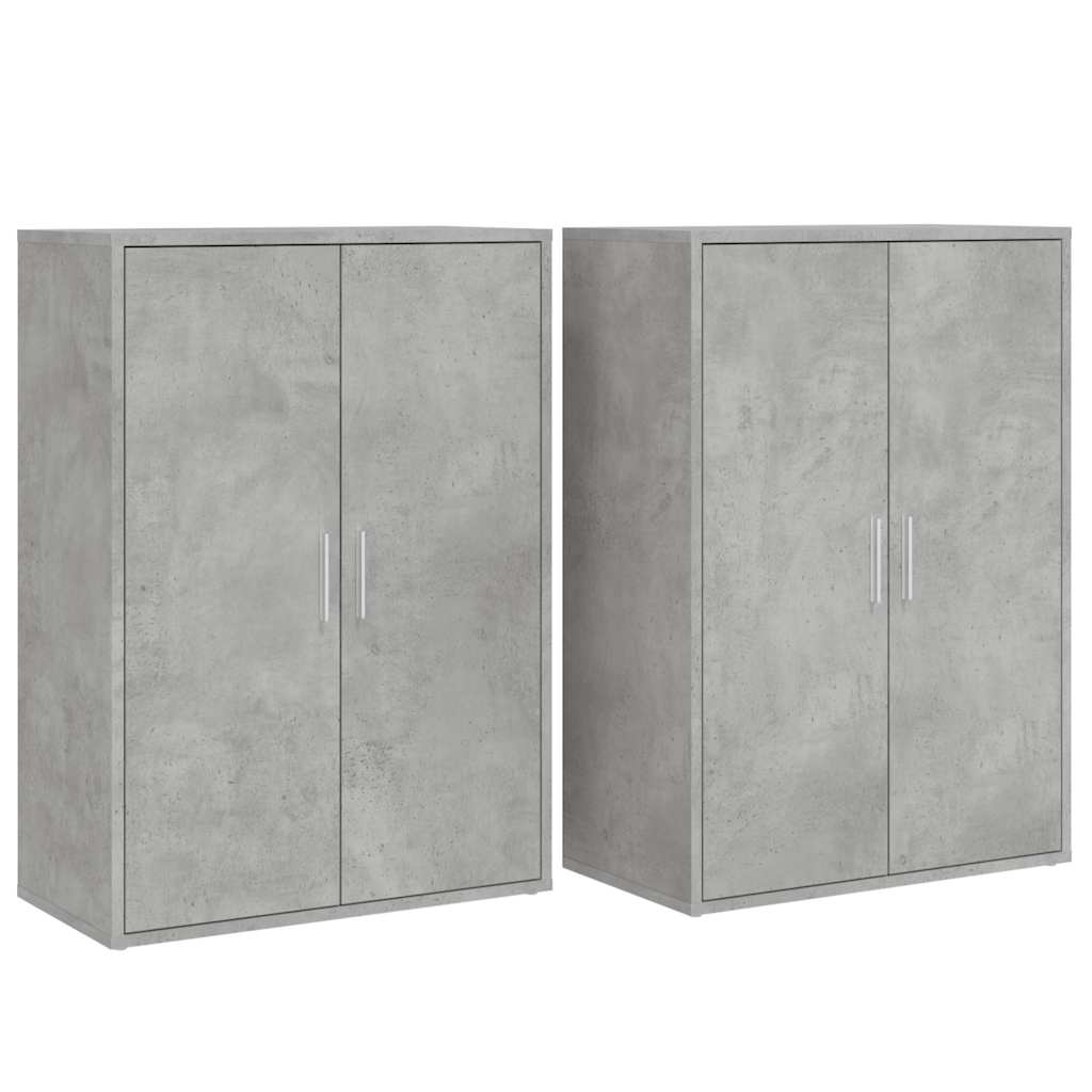 Komoda 2 kom siva boja betona 60x31x84 cm konstruiranog drva