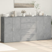 Komoda 3 kom siva boja betona 60x31x84 cm konstruiranog drva