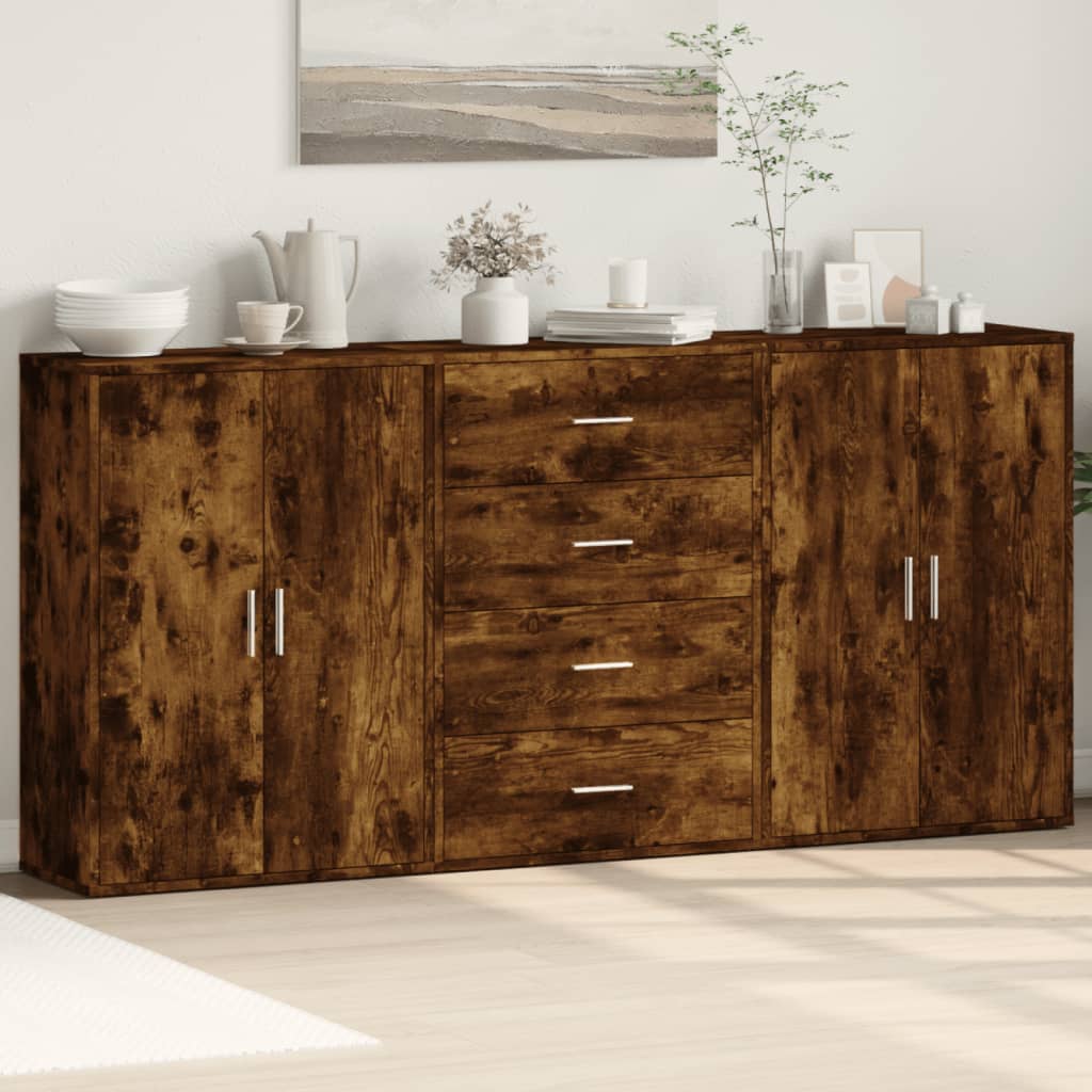 Komoda 3 kom boja dimljenog hrasta 60x31x84cm konstruirano drvo