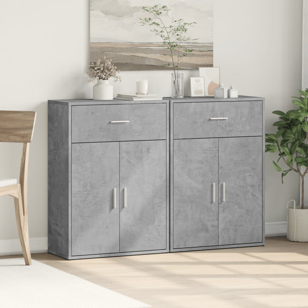 Komoda 2 kom siva boja betona 60x30x84 cm od konstruiranog drva