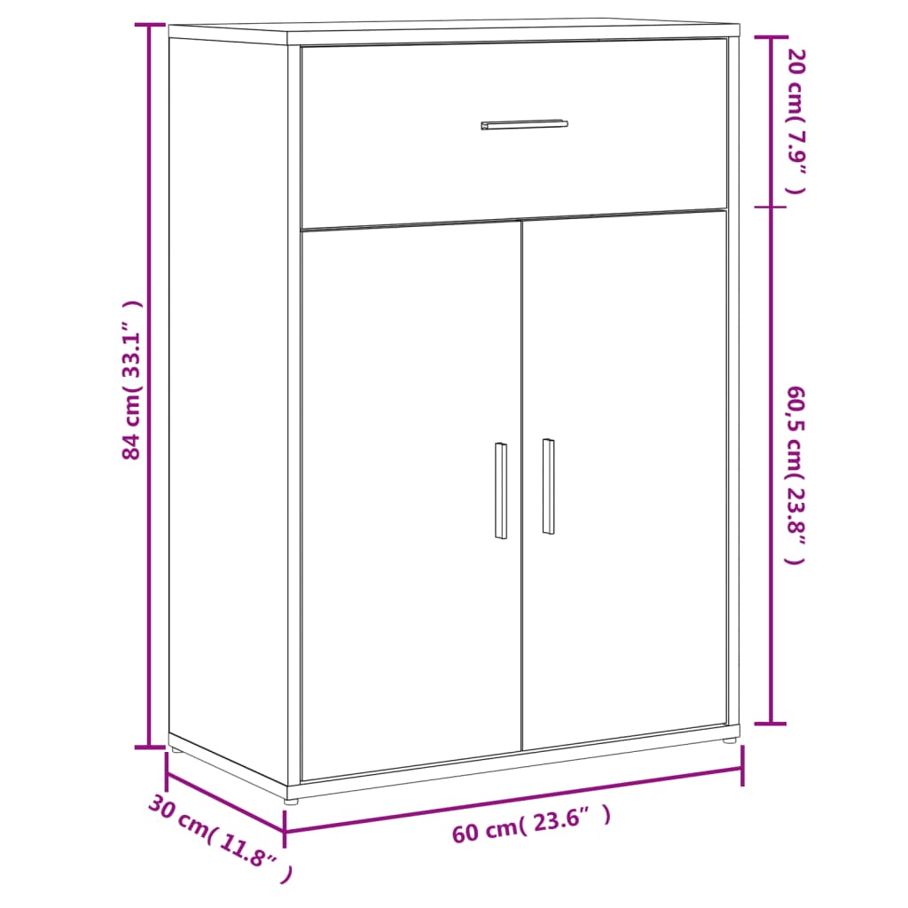 Komoda 2 kom siva boja betona 60x30x84 cm od konstruiranog drva