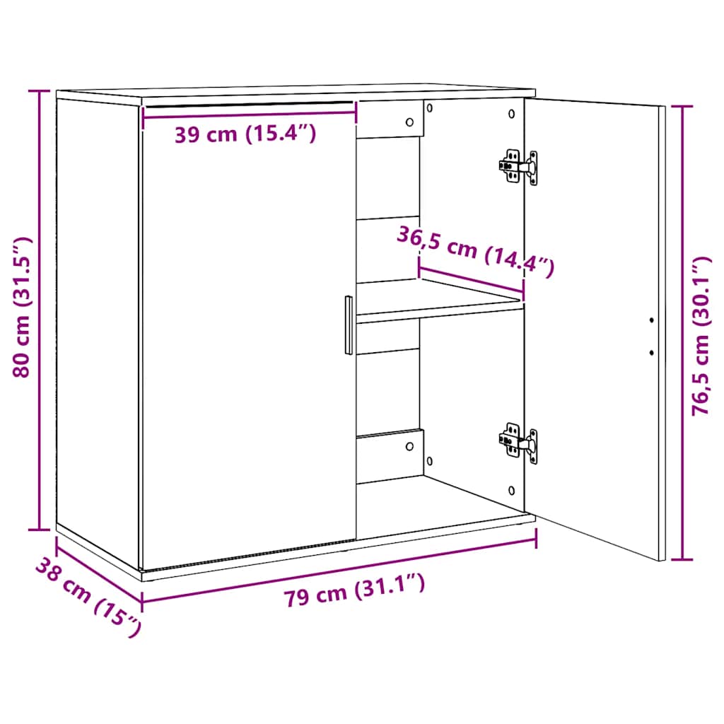 Komoda 2 kom bijeli 79x38x80 cm od konstruiranog drva