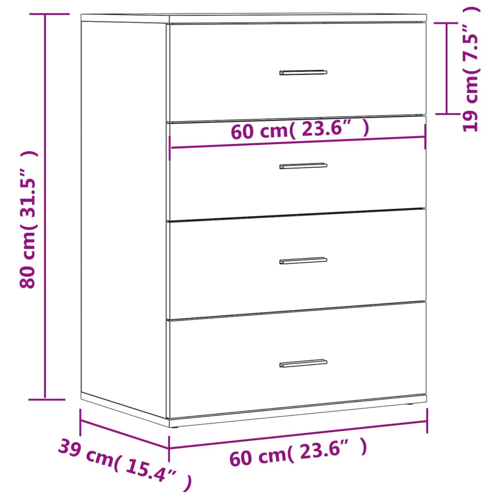 Komode 3 kom boja hrasta sonome od konstruiranog drva