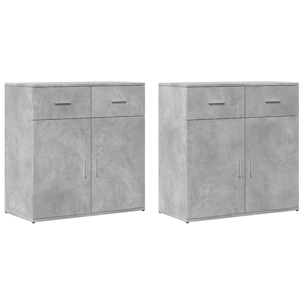 Komoda 2 kom siva boja betona 79x38x80 cm od konstruiranog drva