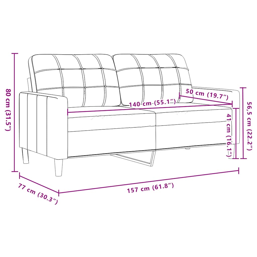 Dvosjed smeđi 140 cm baršunasti