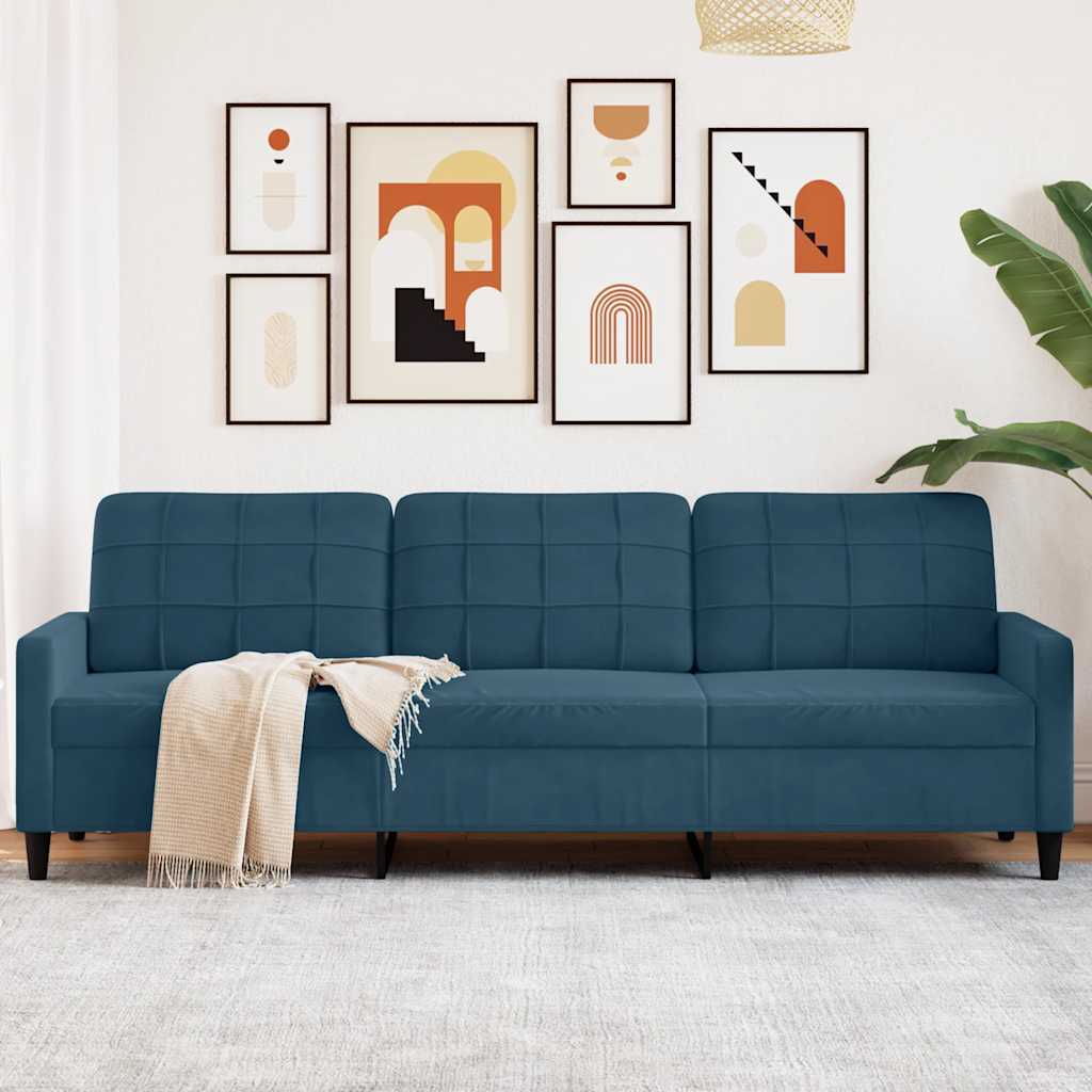 Trosjed od tkanine Plava 210 cm baršunasti