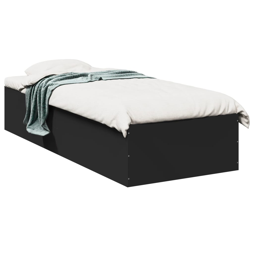 Okvir za krevet crni 75 x 190 cm od konstruiranog drva