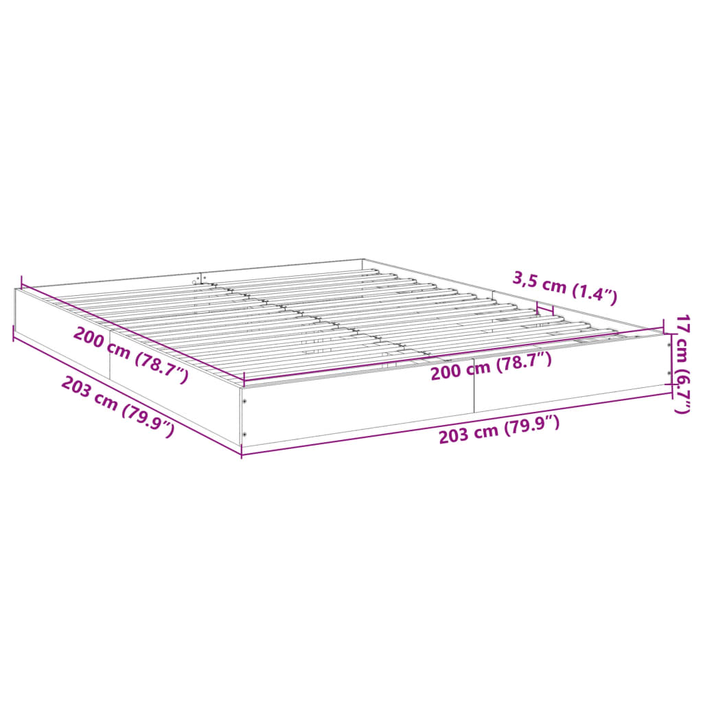 Okvir za krevet bijeli 200 x 200 cm od konstruiranog drva