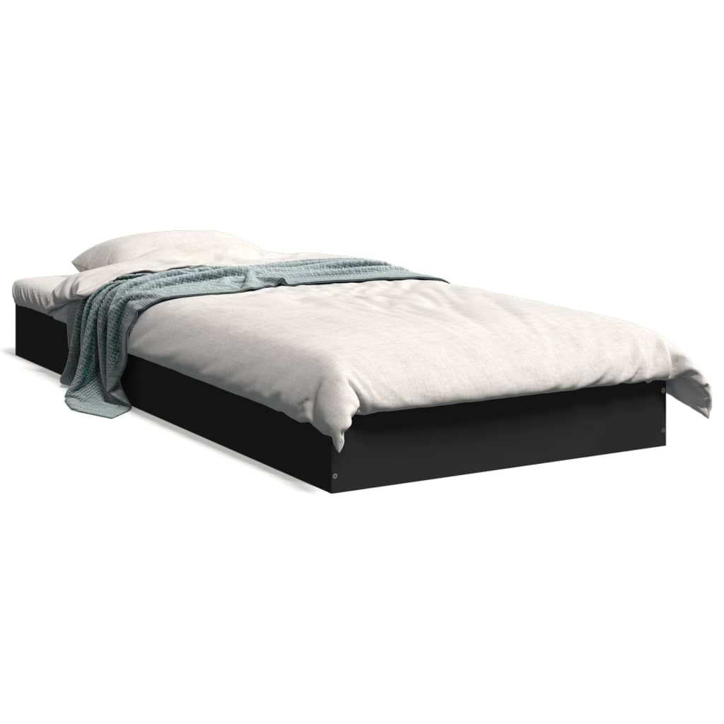 Okvir za krevet crni 75 x 190 cm od konstruiranog drva