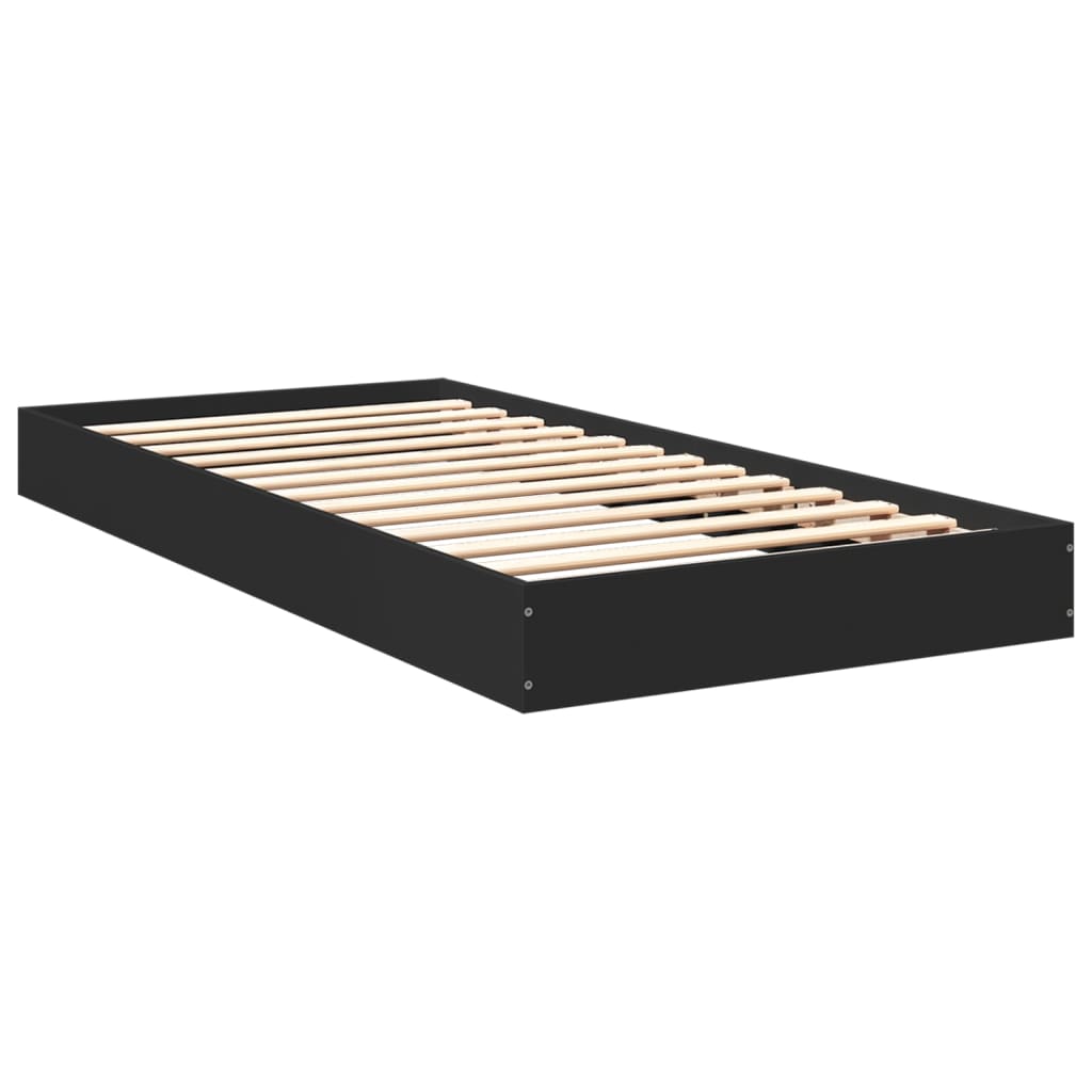Okvir za krevet crni 75 x 190 cm od konstruiranog drva