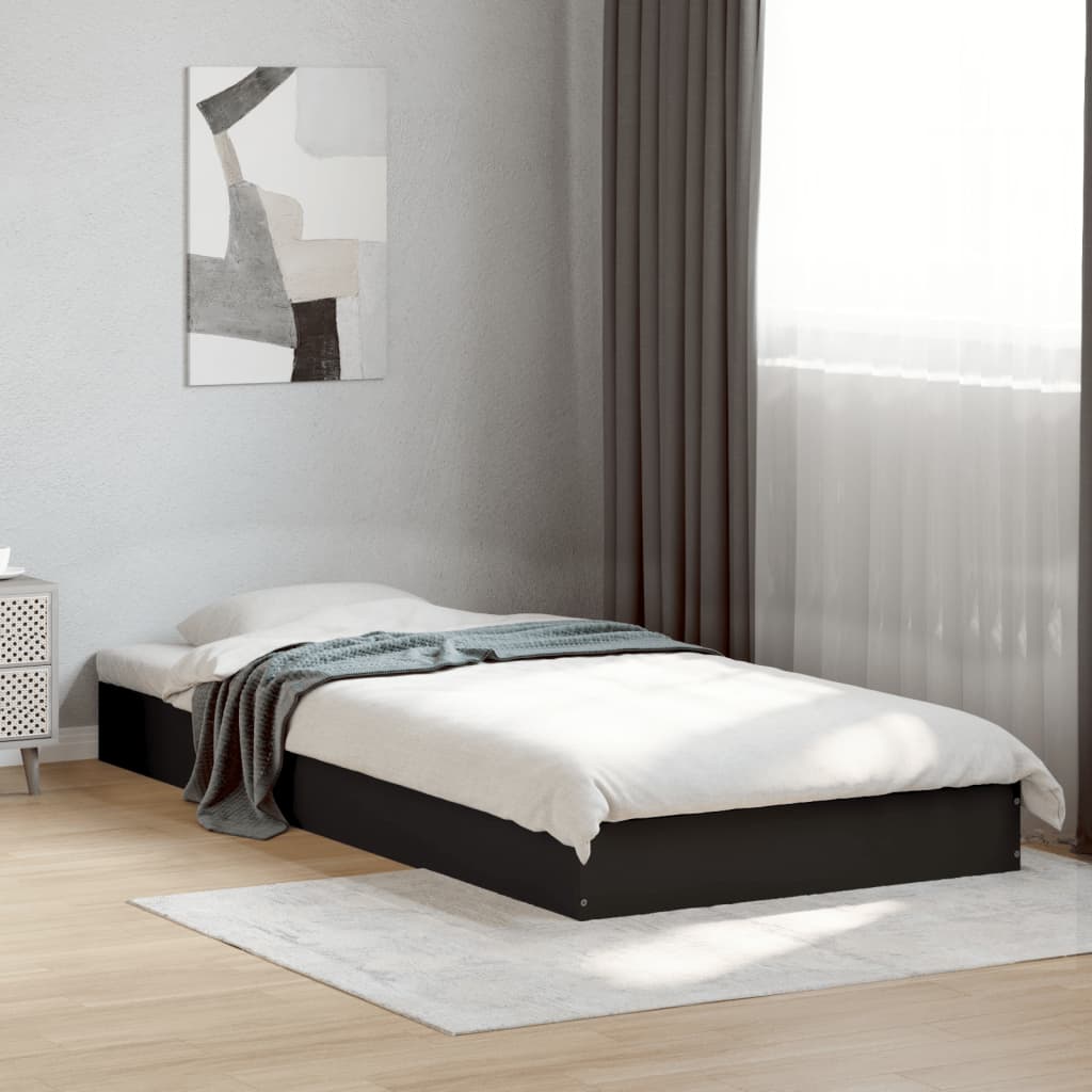 Okvir za krevet crni 75 x 190 cm od konstruiranog drva