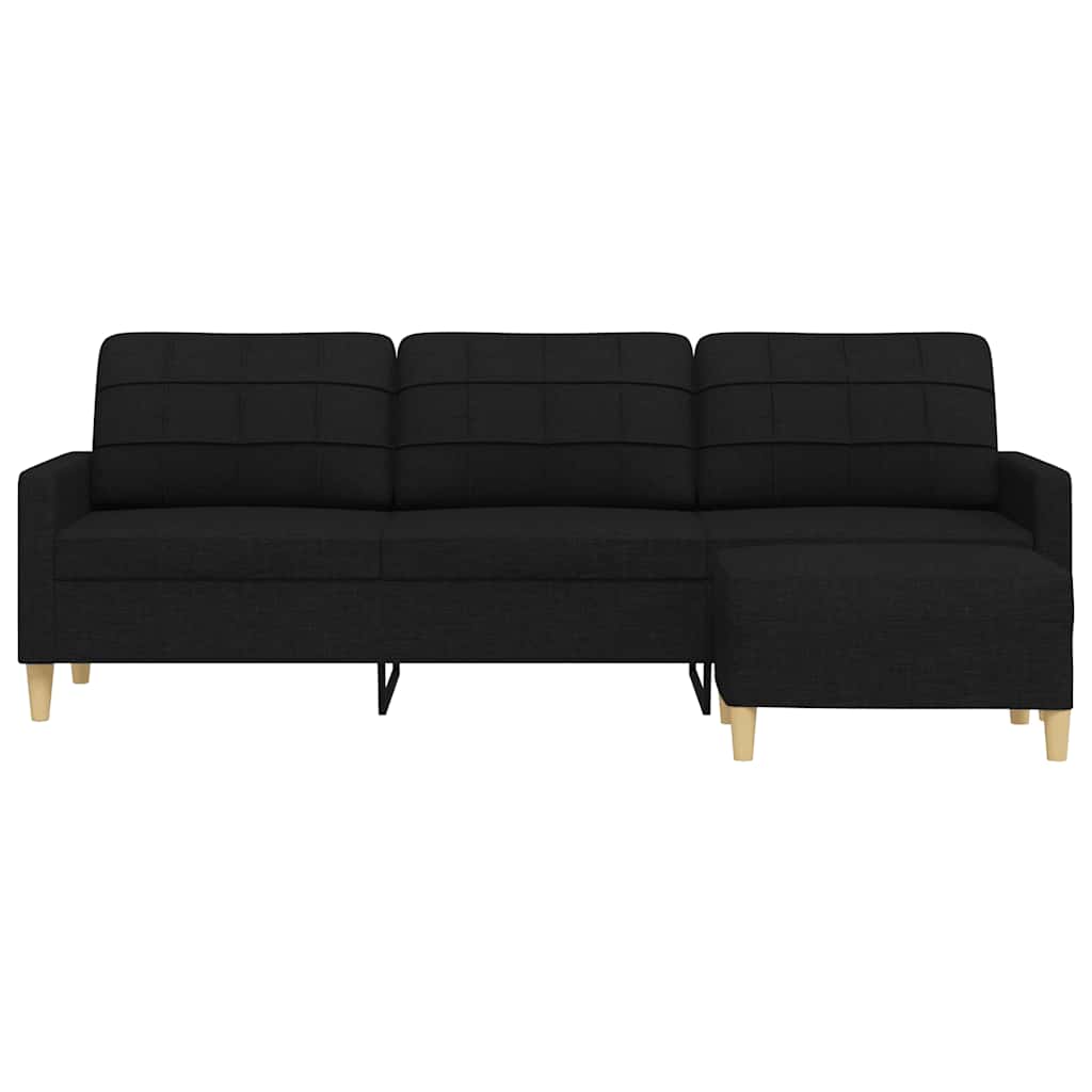 Trosjed s tabureom crni 210 cm od tkanine