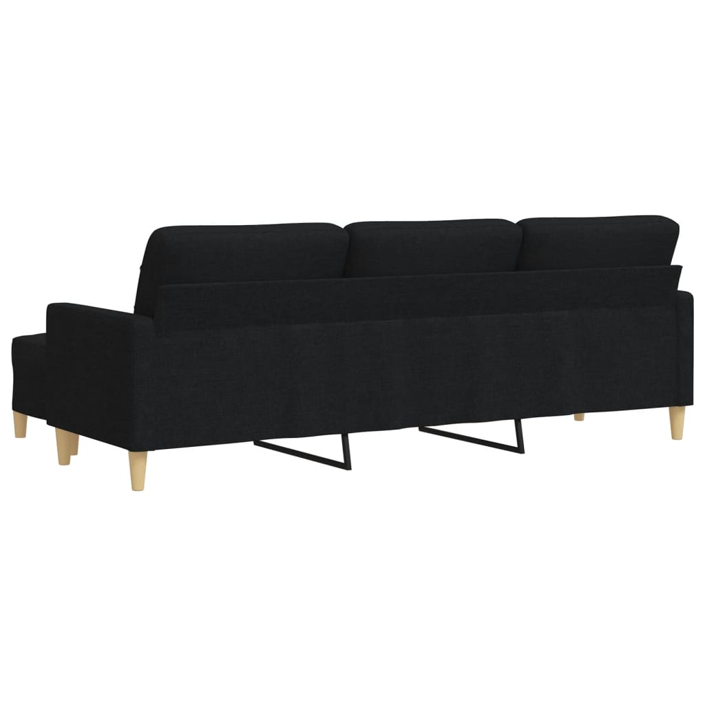 Trosjed s tabureom crni 210 cm od tkanine