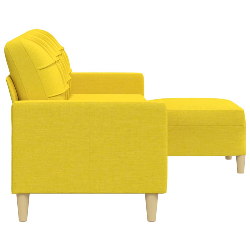 Trosjed s tabureom svjetložuti 210 cm od tkanine