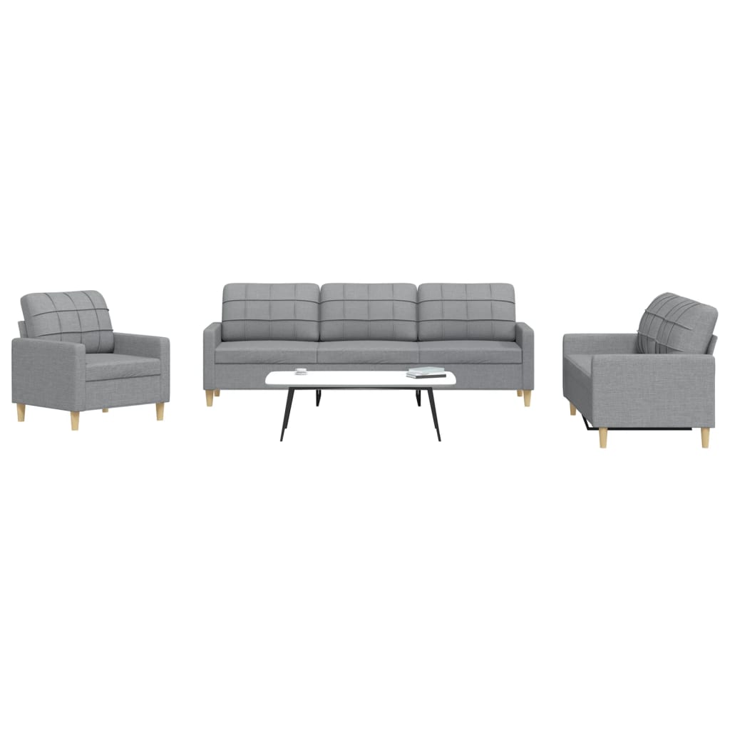 3-dijelni set sofa svjetlosivi od tkanine