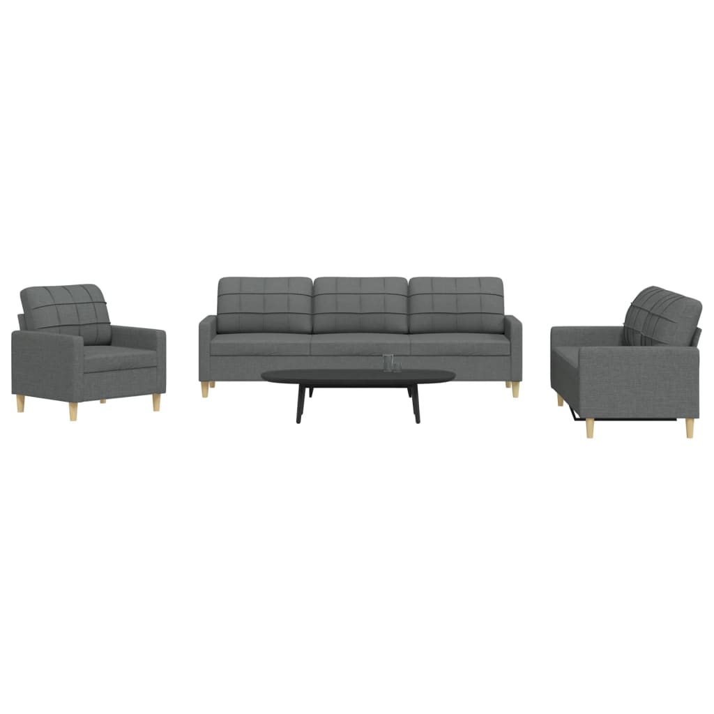 3-dijelni set sofa tamnosivi od tkanine