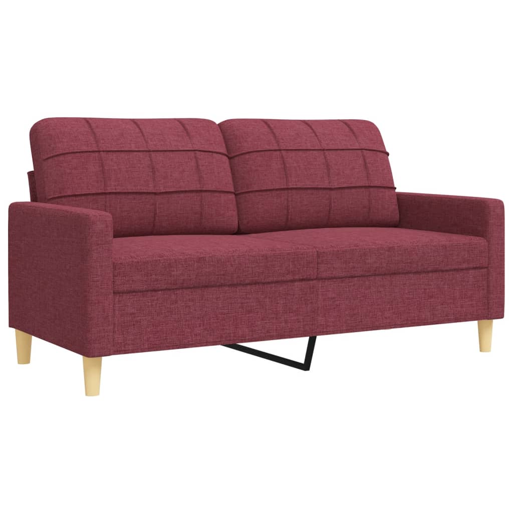 3-dijelni set sofa crvena boja vina od tkanine
