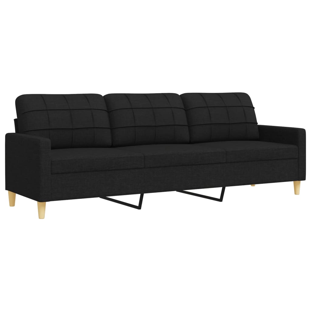 4-dijelni set sofa s tabureom crni od tkanine