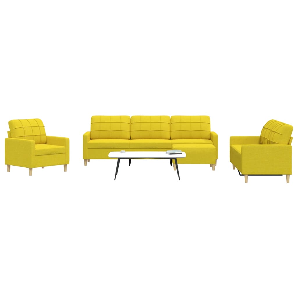 4-dijelni set sofa s tabureom svjetložuti od tkanine