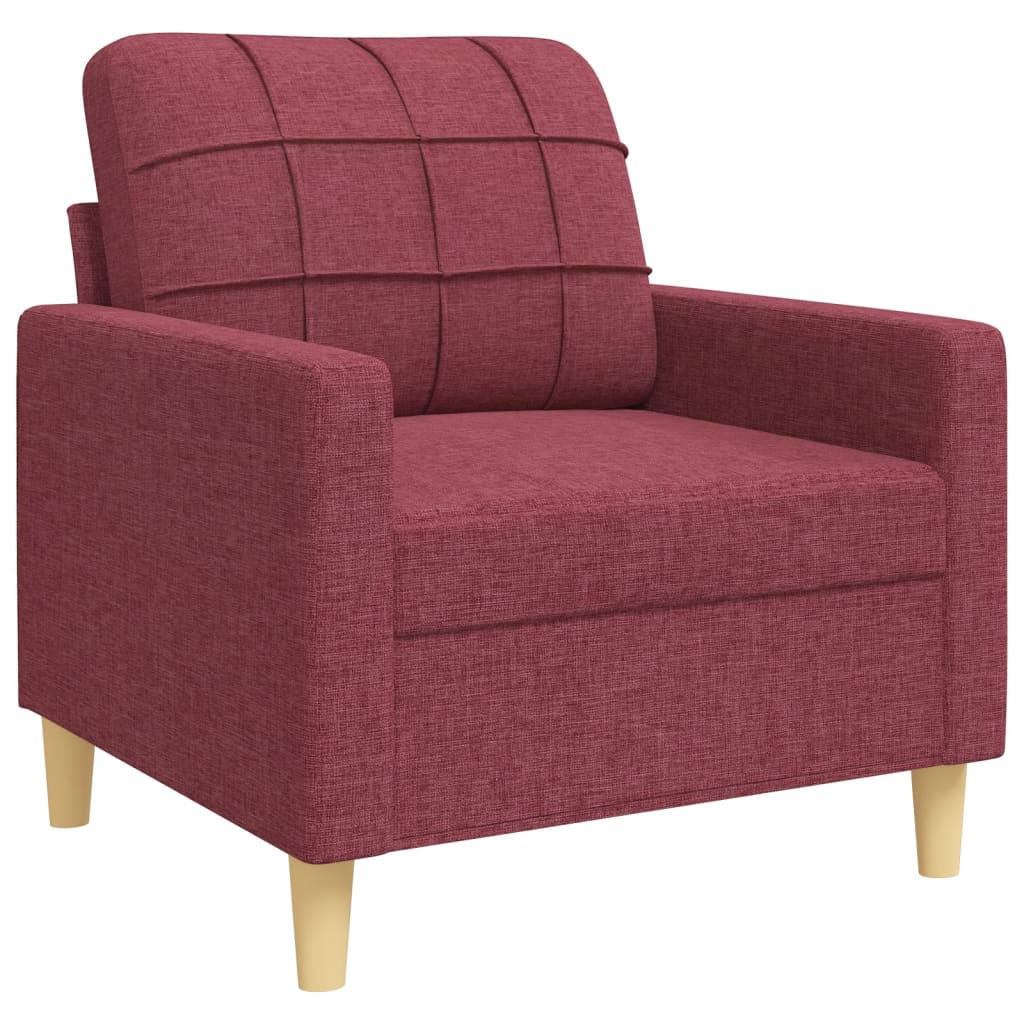 4-dijelni set sofa s tabureom crvena boja vina od tkanine