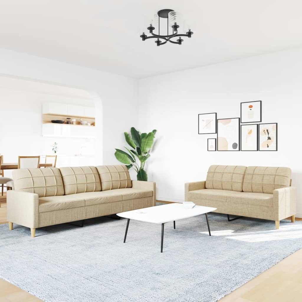 2-dijelni set sofa krem od tkanine