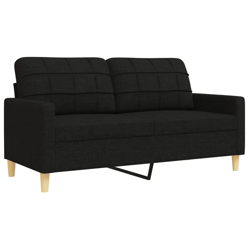 3-dijelni set sofa s tabureom crni od tkanine