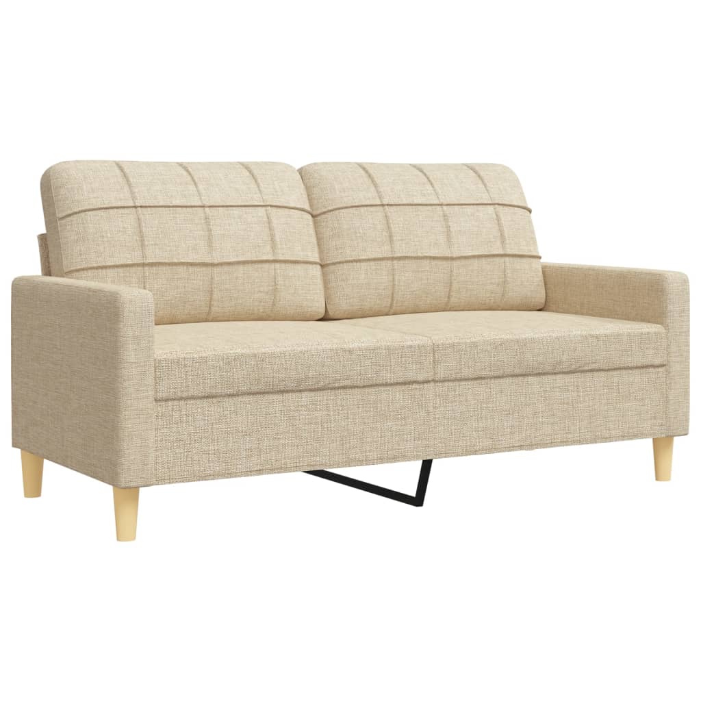 2-dijelni set sofa s ukrasnim jastucima krem od tkanine