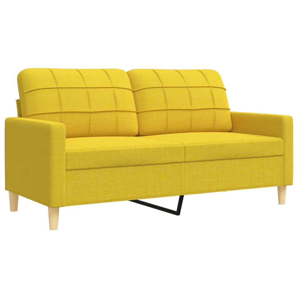 3-dijelni set sofa s tabureom i jastucima svjetložuti tkanina