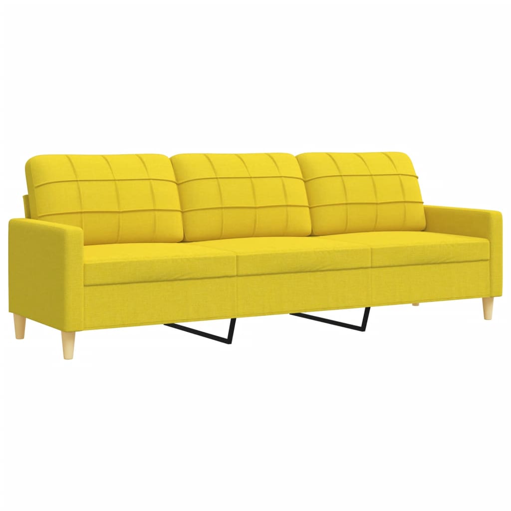 3-dijelni set sofa s tabureom i jastucima svjetložuti tkanina