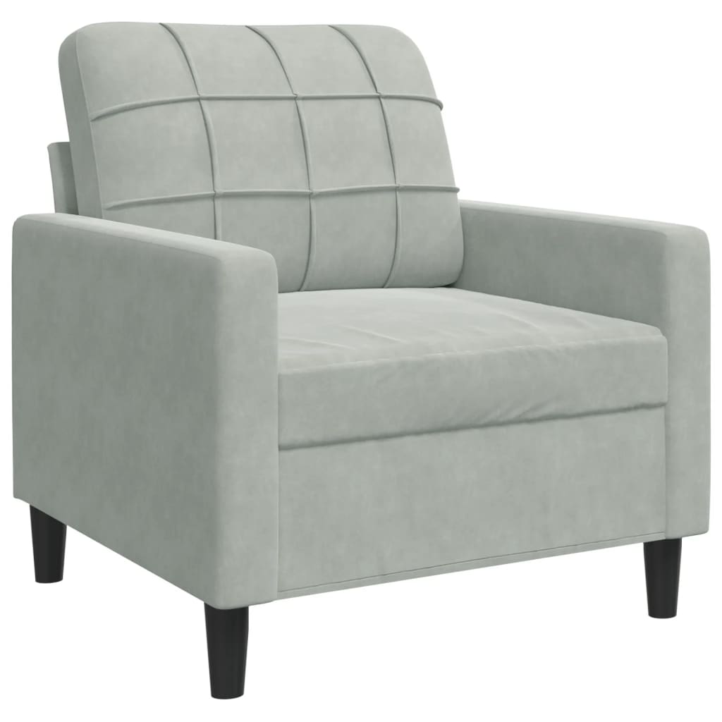 3-dijelni set sofa s jastucima svjetlosivi baršunasti