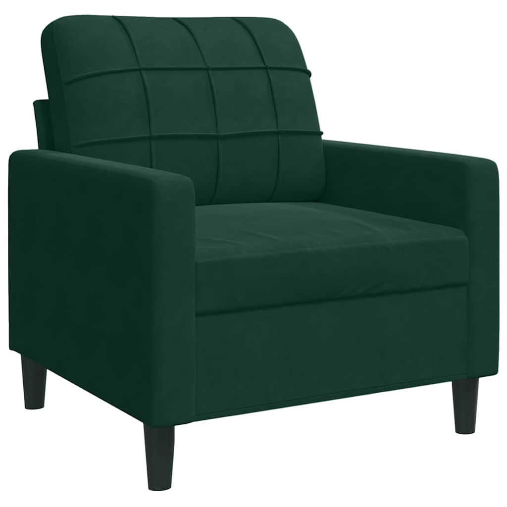 3-dijelni set sofa s jastucima tamnozeleni baršunasti