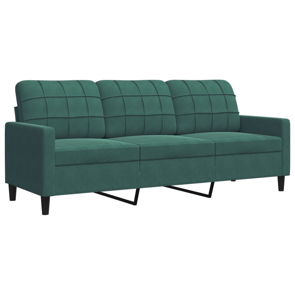 4-dijelni set sofa s jastucima tamnozeleni baršunasti