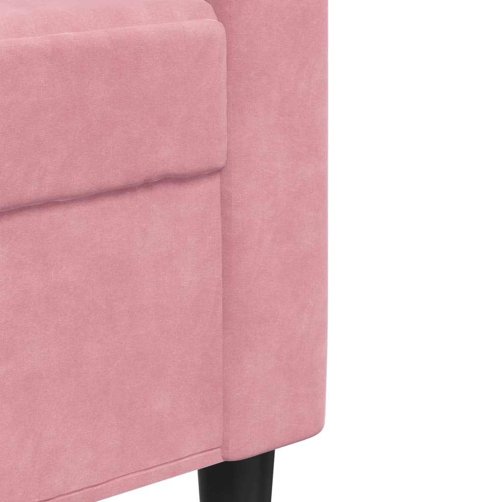 4-dijelni set sofa s jastucima ružičasti baršunasti