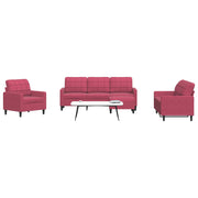 4-dijelni set sofa s jastucima crvena boja vina baršunasti