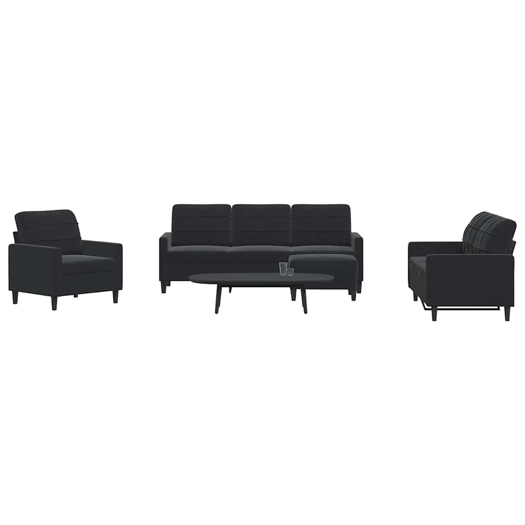 4-dijelni set sofa s jastucima crni baršunasti