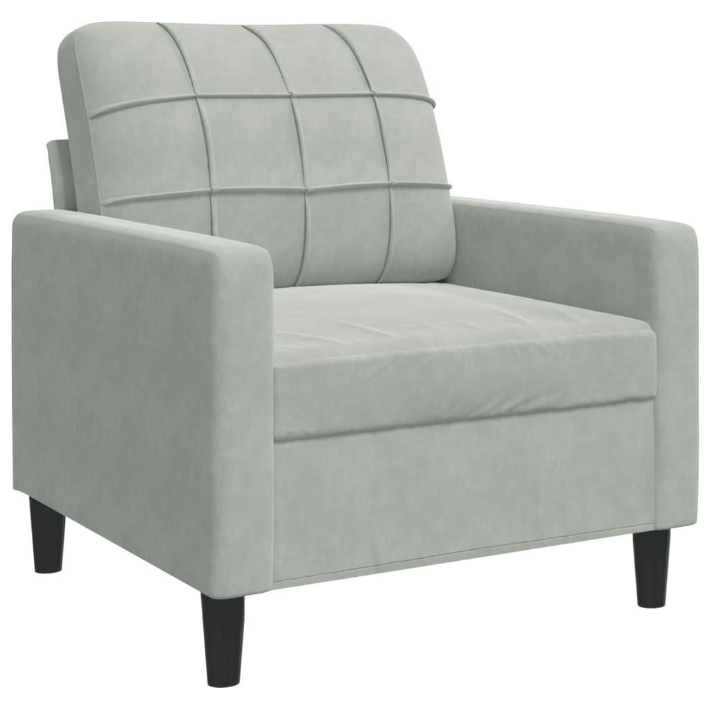 3-dijelni set sofa s jastucima svjetlosivi baršunasti