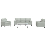 3-dijelni set sofa s jastucima svjetlosivi baršunasti